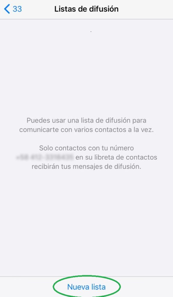 lista de difusión de WhatsApp Iphone